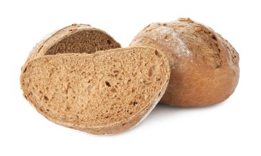 Ekmeğin yarısı ve tamamı beyaza izole edilmiş.