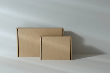 Beyaz arka planda boş karton kutular. Tasarım için model