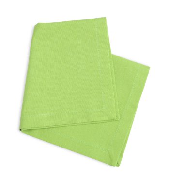 Bir açık yeşil peçete beyaza izole edilmiş, üst manzara
