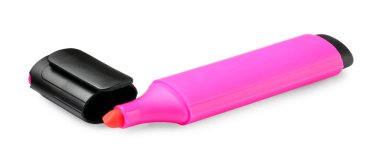 Parlak fosforlu kalem ve başlık beyaza izole edildi