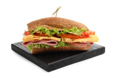 Lezzetli baget sandviç, beyaz üzerine izole edilmiş jambon.