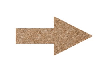 Beyaz üzerine izole edilmiş kraft kağıdı desenli ok