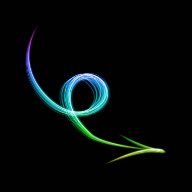 Siyah arkaplanda parlak bir neon ok