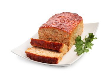 Lezzetli fırında hindi köftesi ve maydanozlu beyaz.