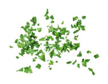 Beyaz arka planda taze maydanoz yaprakları