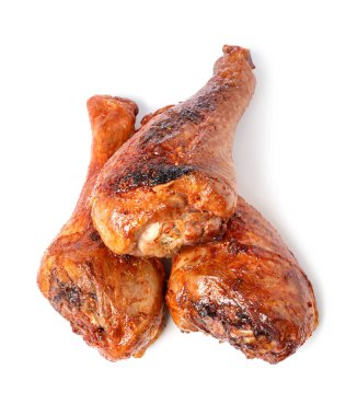 Nefis pişmiş hindi budu, beyaza izole edilmiş, üst manzara