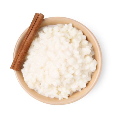 Tarçınlı leziz sütlaç, beyaz, üst manzara