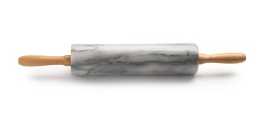 Beyaza izole edilmiş bir merdane. Mutfak aletleri