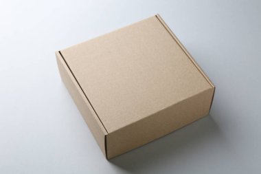 Beyaz arka planda boş bir karton kutu. Tasarım için model