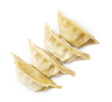 Taze gyoza hamur tatlısı beyaz, üst görünümde izole