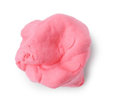 Parlak pembe oyun hamuru beyaz, üst görünümde izole