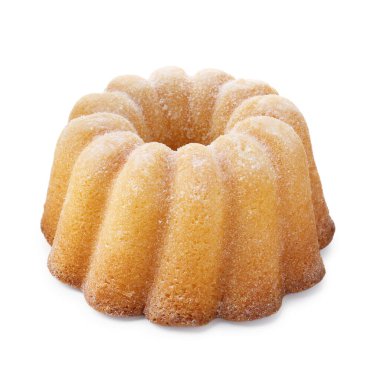 Beyaz üzerine izole edilmiş pudra şekerli lezzetli limonlu pasta.