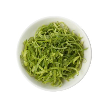 Kireç tadı beyaz kasede izole, üst manzara