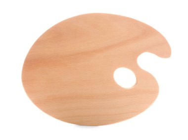 Beyaz üzerine izole edilmiş yeni ahşap boya paleti. Sanat aksesuarı