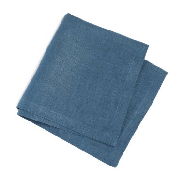 Bir mavi peçete beyaza izole edilmiş, üst manzara