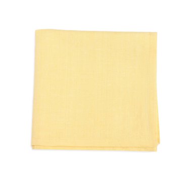 Bir açık sarı katlanmış peçete beyaz, üst manzara