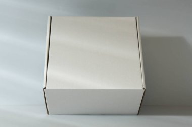 Beyaz arka planda boş bir karton kutu. Tasarım için model