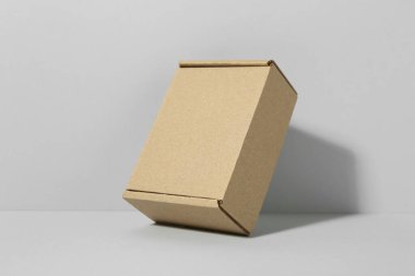 Beyaz arka planda boş bir karton kutu. Tasarım için model