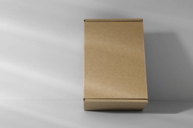 Beyaz arka planda boş bir karton kutu. Tasarım için model