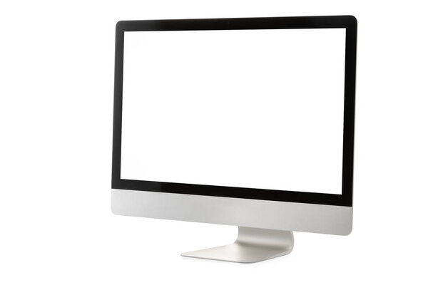 Monitor Computadora Aislado Blanco Tecnología Moderna — Foto de Stock