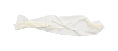 Maske bandı şeridi beyaz, üst görünümde izole