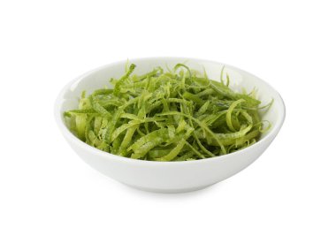 Limon tadı beyaz kasede yalıtılmış.