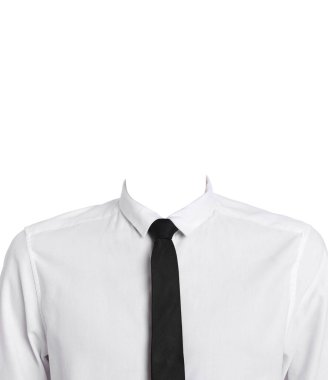 Pasaport fotoğrafı, kimlik kartı ya da diğer belge fotoğrafları. Yüzü olmayan resmi kıyafet beyaz üzerine izole edilmiş.