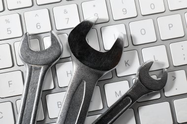 Teknik destek konsepti. Klavyedeki anahtarlar, üst görünüm