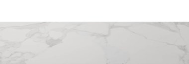 Boş mermer masa beyaza izole edilmiş. Tasarım için boşluk