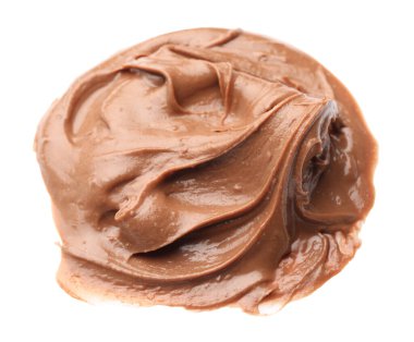 Beyaza izole edilmiş lezzetli fındık ezmesi örneği