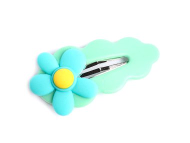 Güzel saç tokası, çiçekli, beyaz, üst manzaralı.