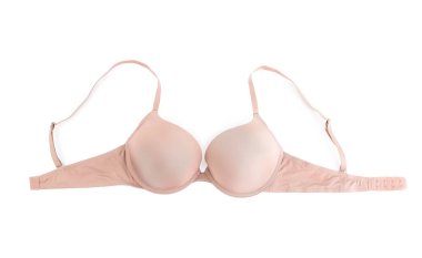 Güzel bej sütyen, beyaz görünümde izole edilmiş.