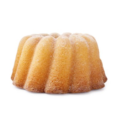 Beyaz üzerine izole edilmiş pudra şekerli lezzetli limonlu pasta.