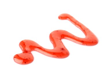 Beyaza izole edilmiş lezzetli çilek sosu.