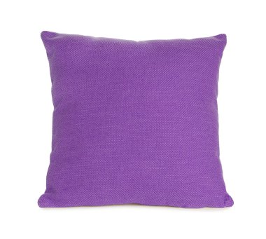 Mor renkli yastık beyaza izole edilmiş.