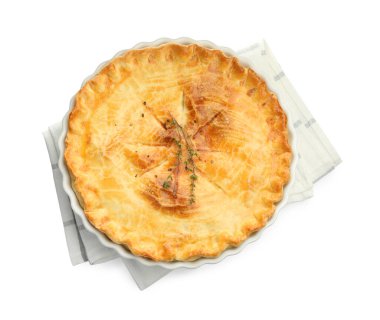 Lezzetli ev yapımı kekikli turta, beyaza izole edilmiş.