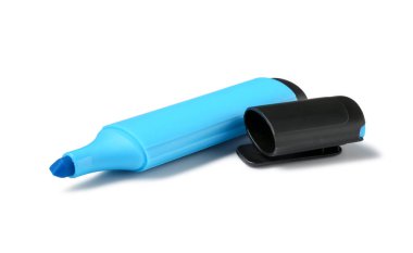 Parlak fosforlu kalem ve başlık beyaza izole edildi