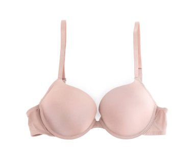 Güzel bej sütyen, beyaz görünümde izole edilmiş.