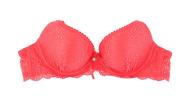 Güzel kırmızı sütyen beyaz, üst manzara izole