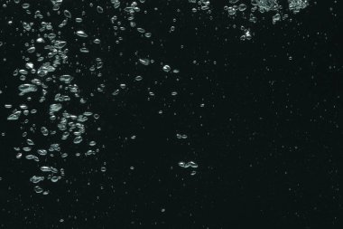 Siyah arkaplanda birçok su kabarcığı, yakın plan