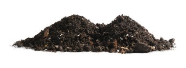 Beyazlar üzerinde izole edilmiş taze toprak yığınları