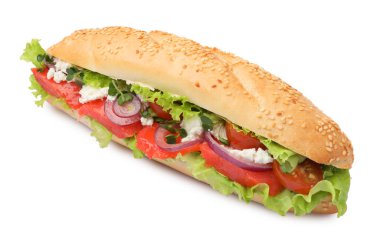 Somonlu ve beyazlı lezzetli baget sandviç.
