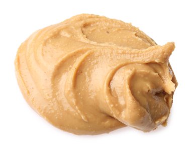 Beyaza izole edilmiş lezzetli fındık ezmesi örneği