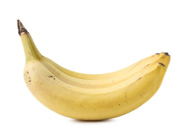 Olgun bir muz beyazda izole edilmiş.
