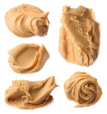 Fındık ezmesi nefis. Beyaz üzerinde izole örnekler, set