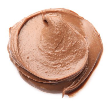 Beyaza izole edilmiş lezzetli fındık ezmesi örneği