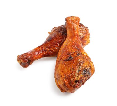 Beyaza izole edilmiş lezzetli hindi budu.