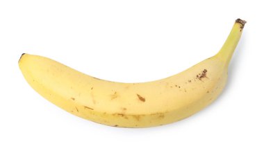 Olgun bir muz beyazda izole edilmiş.