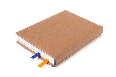 Beyaz üzerine izole edilmiş kurdele yer imleri olan kitap