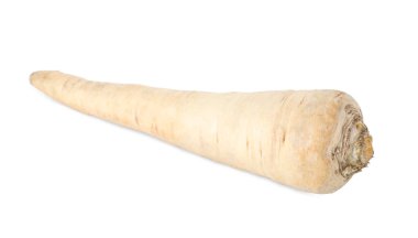 Bir çiğ maydanoz kökü beyaza izole edilmiş.